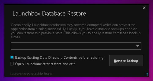 More information about "Launchbox Database Restore"